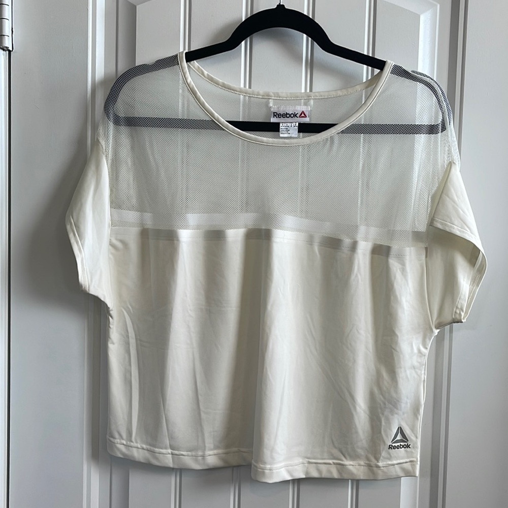 Reebok Off-White Mesh Crop Top